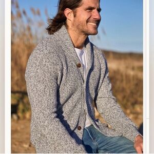 FAHERTY Shawl Collar Cardigan Marled Cotton Cashmere  Grandpa Chunky Knit Sz XXL